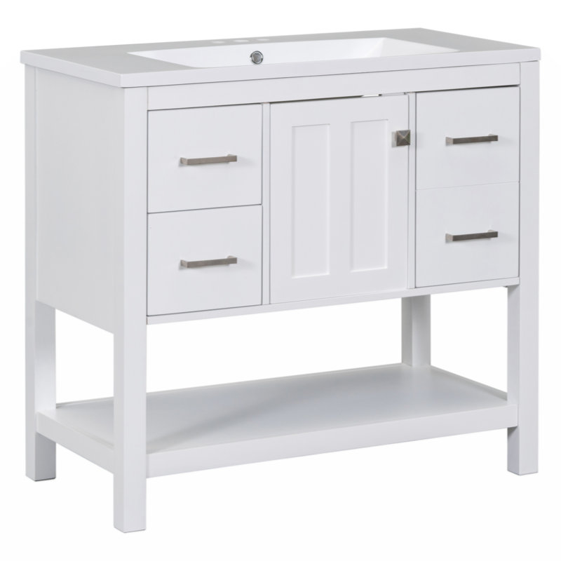 Myhomekeepers 17.8'' Single Bathroom Vanity Base Only in White | Wayfair